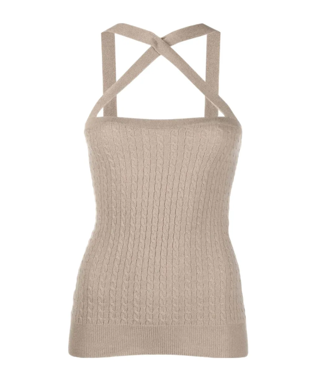 Patou Cross-Strap Cable Knitted Top