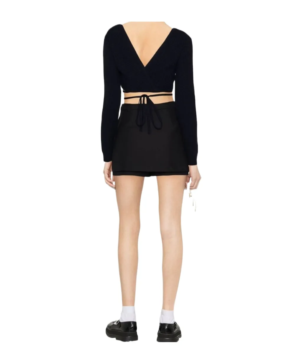 Cropped Tie Cardigan