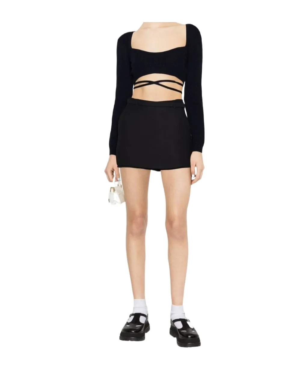 Cropped Tie Cardigan