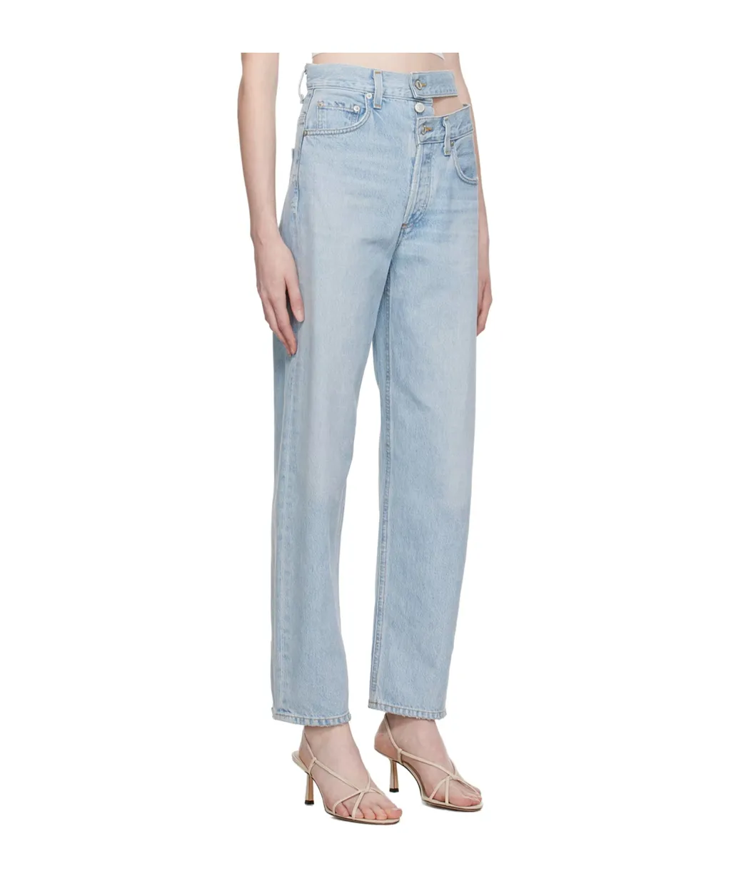 High-Waisted Straight-Leg Jeans