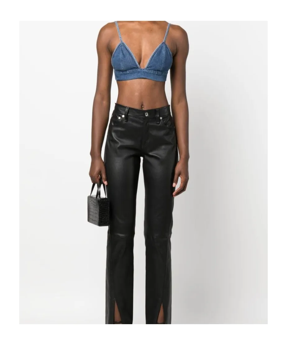 Triangle-Cup Denim Crop Top