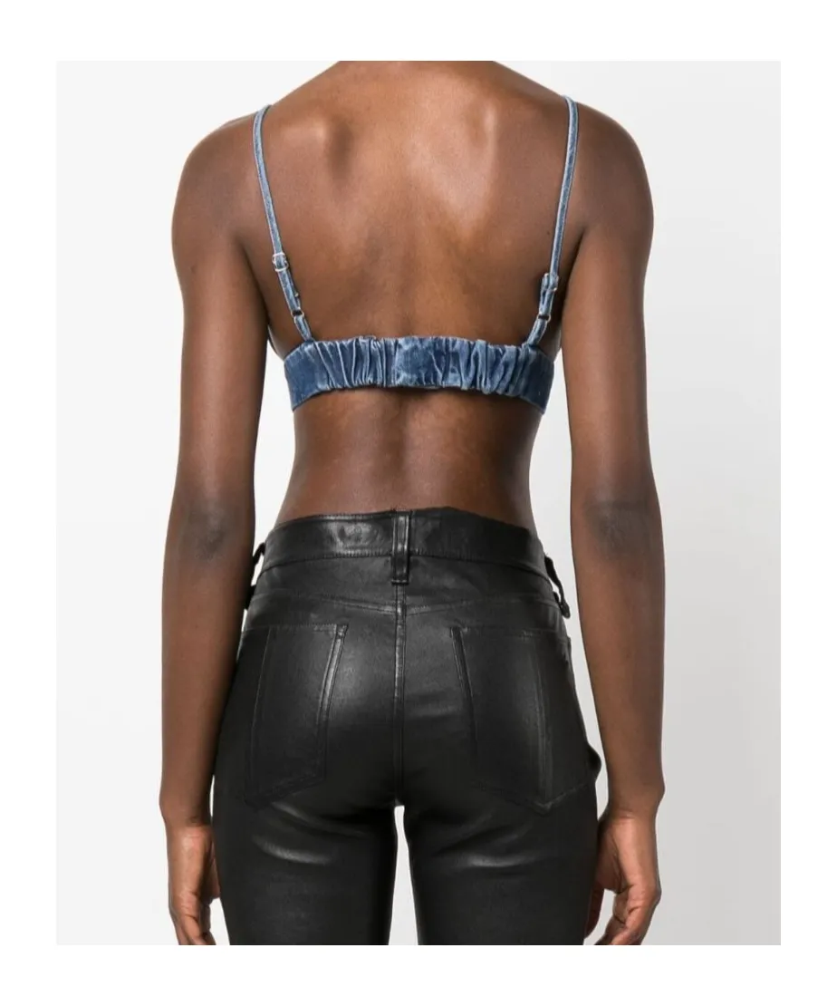 Triangle-Cup Denim Crop Top