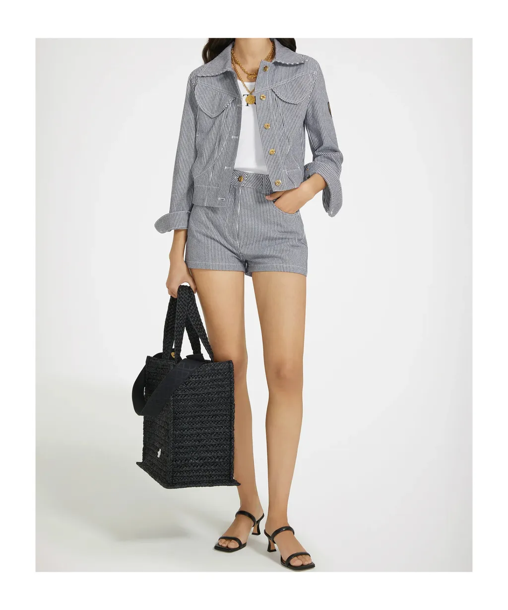 Patou Striped Denim Mini Shorts