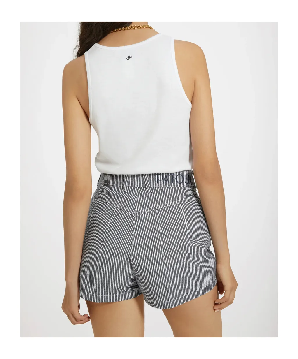 Patou Striped Denim Mini Shorts
