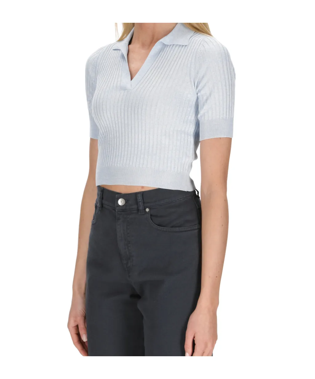 Peserico V-Neck Cropped Polo Shirt