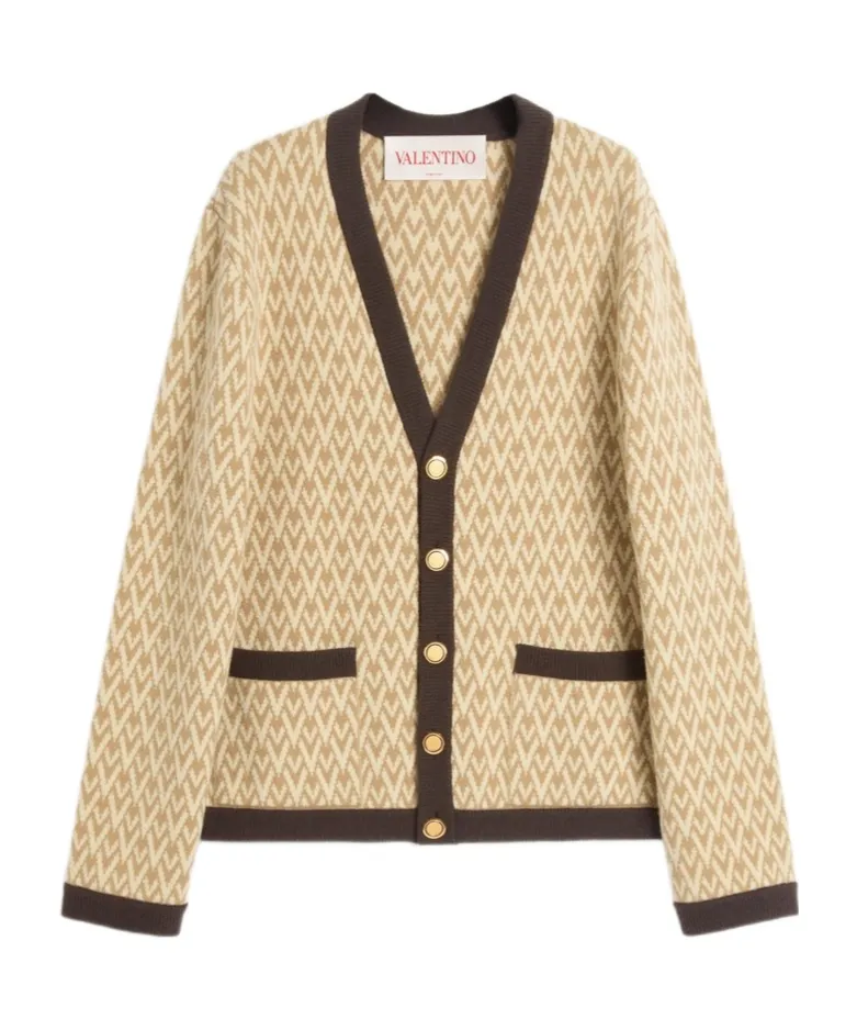 Valentino Toute La V Straight Hem Cardigan