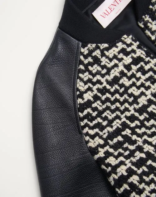 Valentino Garavani Tweed Panelled Zip-Up Bomber Jacket