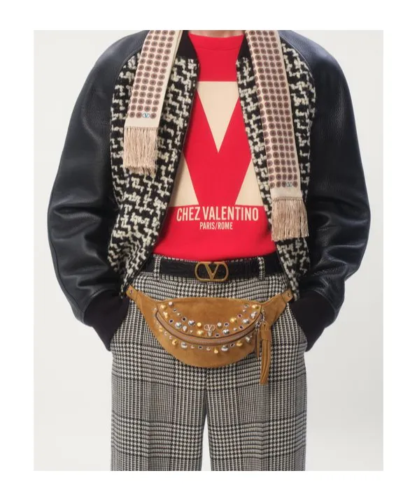Valentino Garavani Tweed Panelled Zip-Up Bomber Jacket