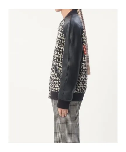 Valentino Garavani Tweed Panelled Zip-Up Bomber Jacket