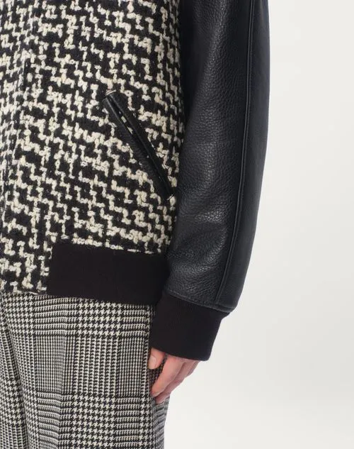 Valentino Garavani Tweed Panelled Zip-Up Bomber Jacket