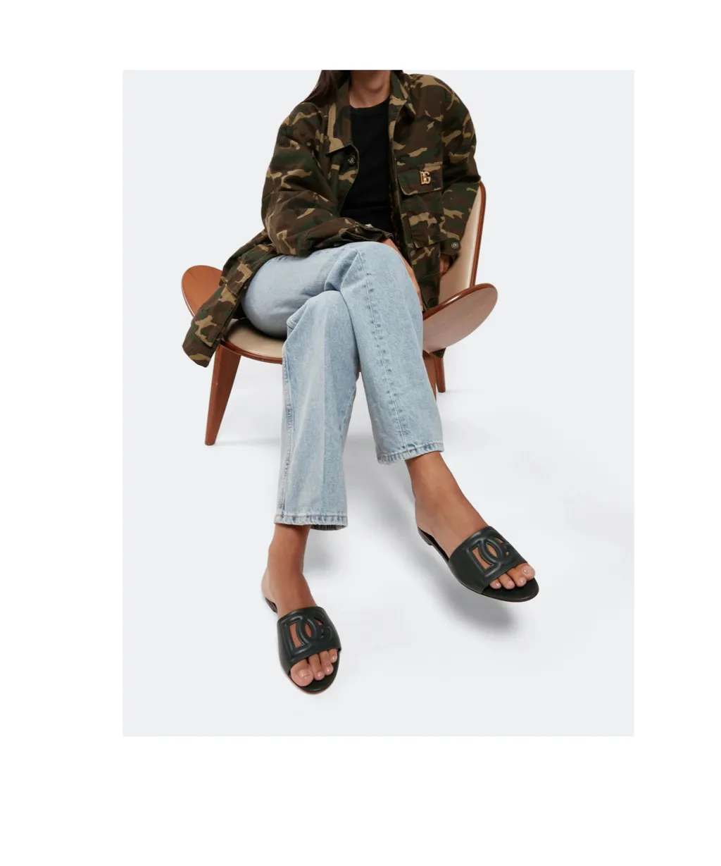 Logo-Lettering Flat Mules