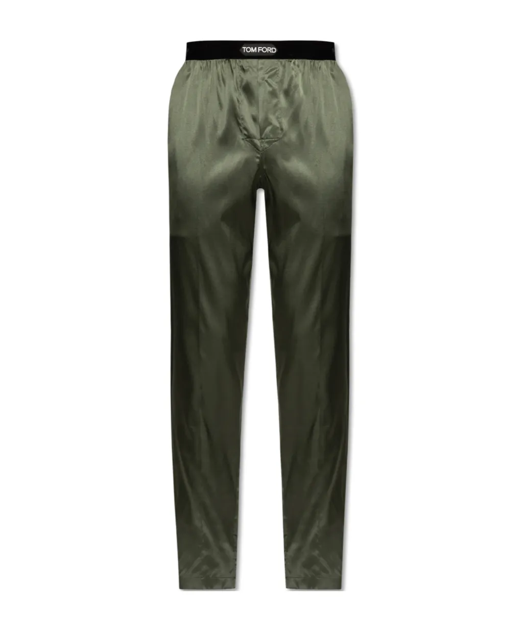 Tom Ford Logo Waistband Satin Pajama Trousers