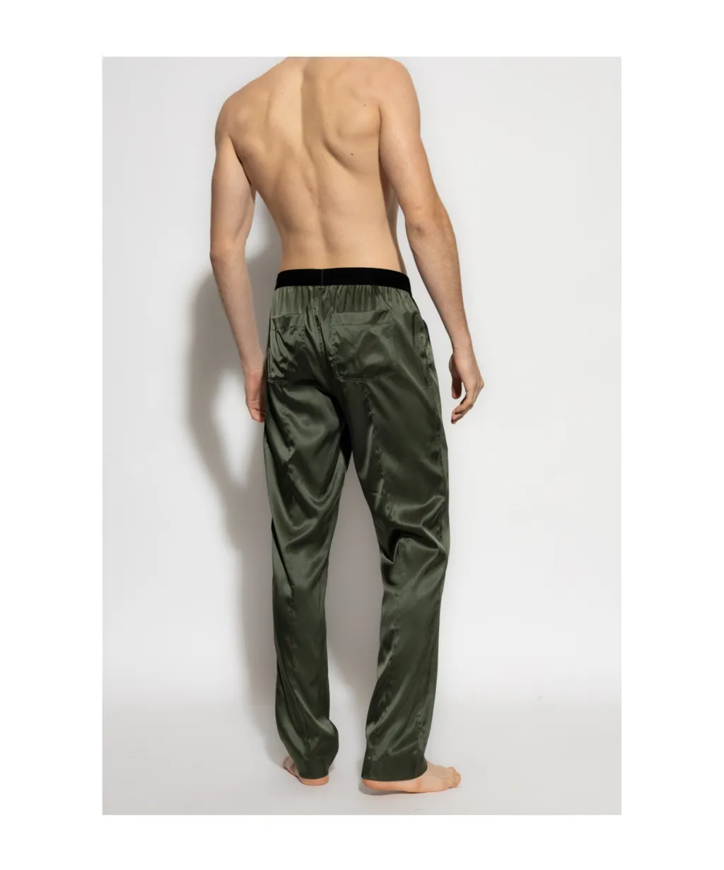 Tom Ford Logo Waistband Satin Pajama Trousers