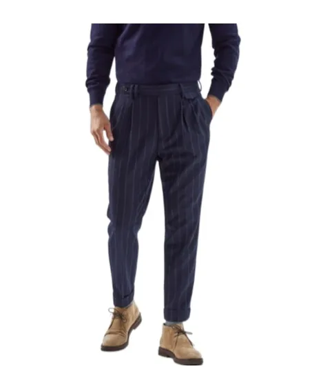 Pinstripe-Print Straight-Leg Trousers