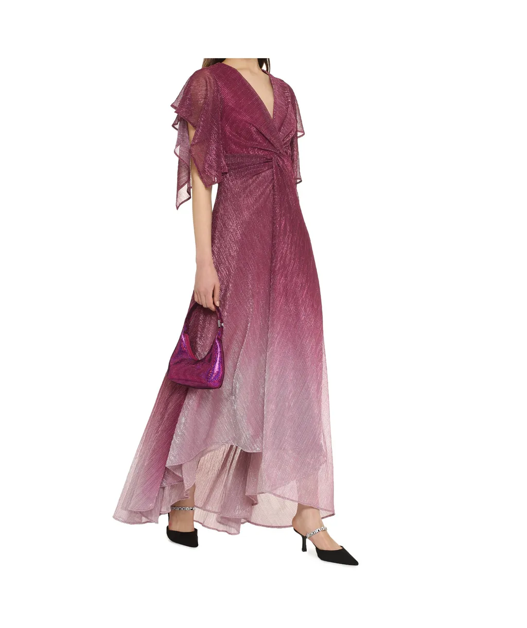 Metallic-Effect Asymmetric Midi Dress