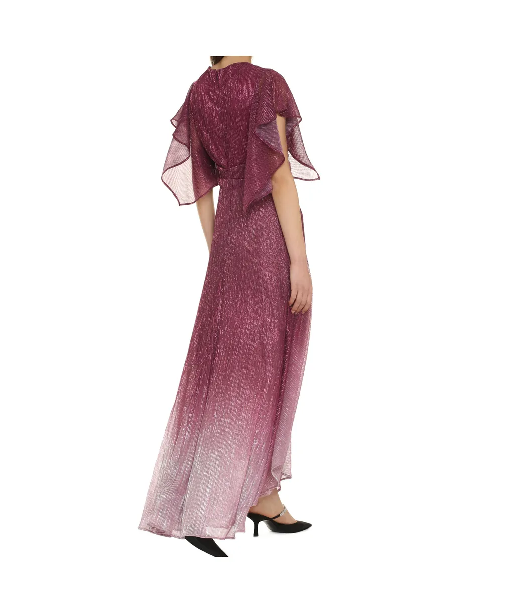 Metallic-Effect Asymmetric Midi Dress