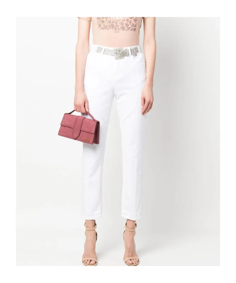 Detachable-Belt Cropped Jeans