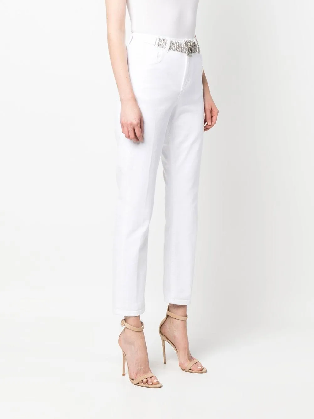 Detachable-Belt Cropped Jeans