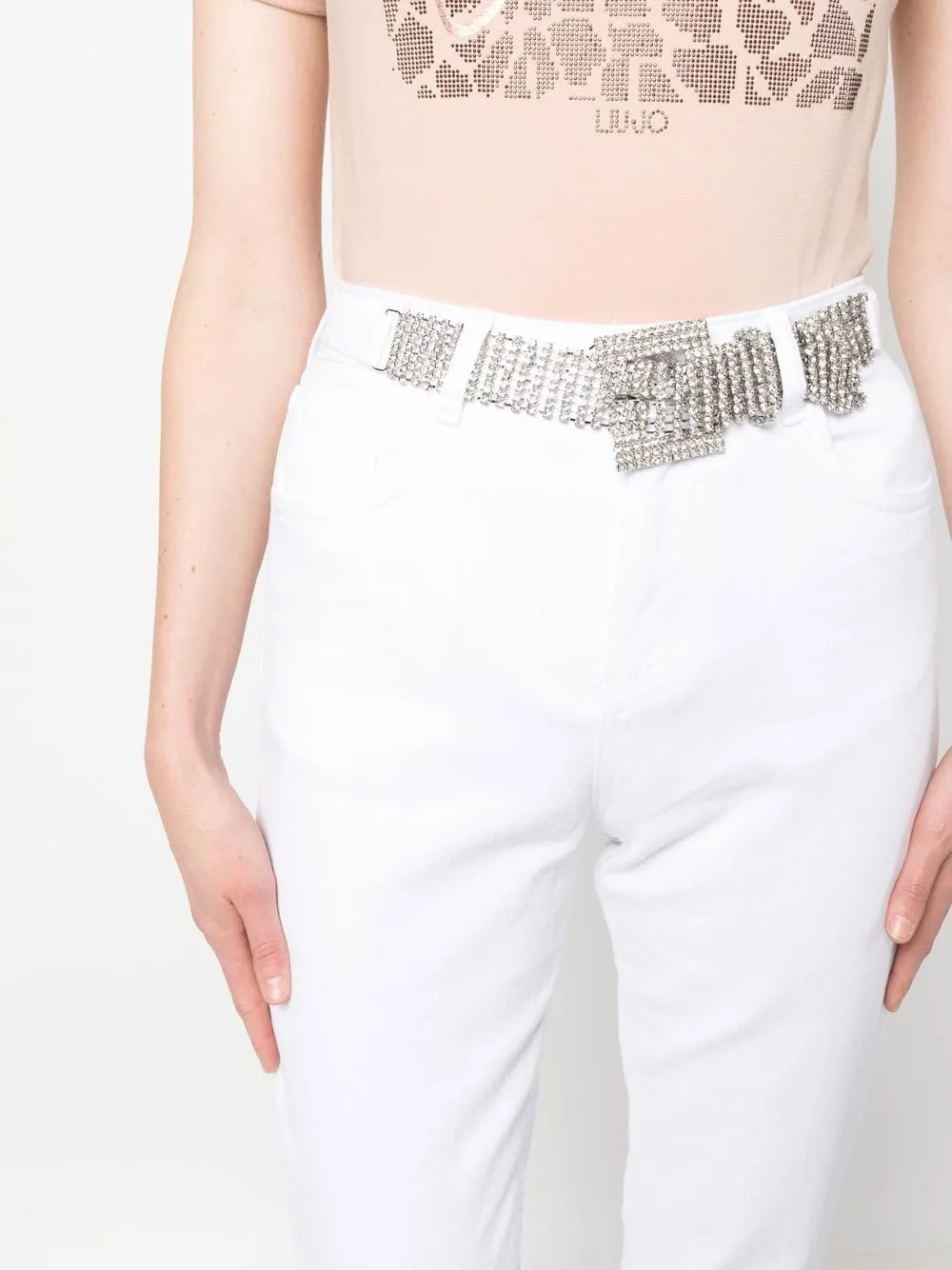 Detachable-Belt Cropped Jeans
