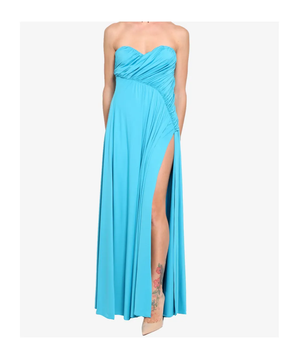 Ruffled Strapless Gown