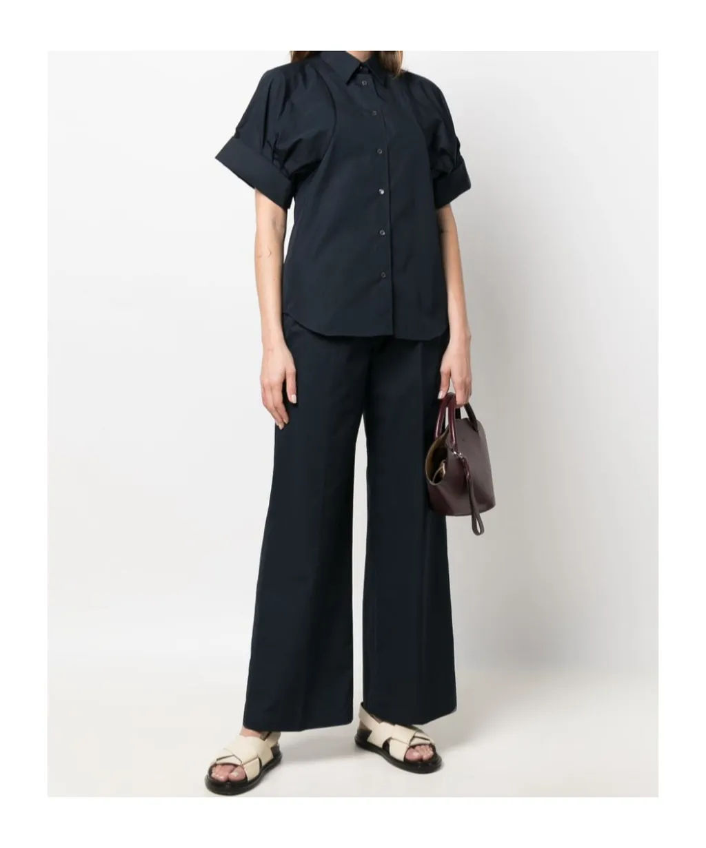 Poplin Straight-Leg Trousers