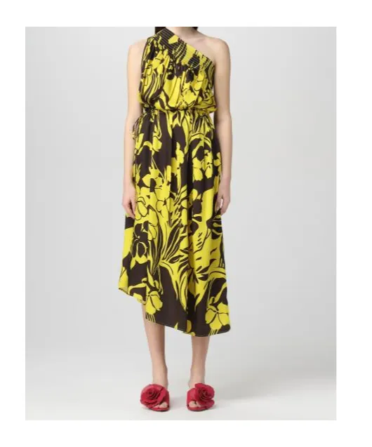 Floral-Print One-Shoulder Midi Dress