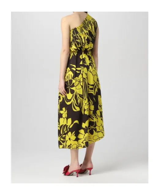 Floral-Print One-Shoulder Midi Dress
