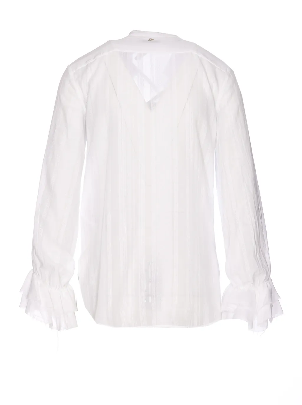 Ruffle-Collar Long-Sleeve Blouse