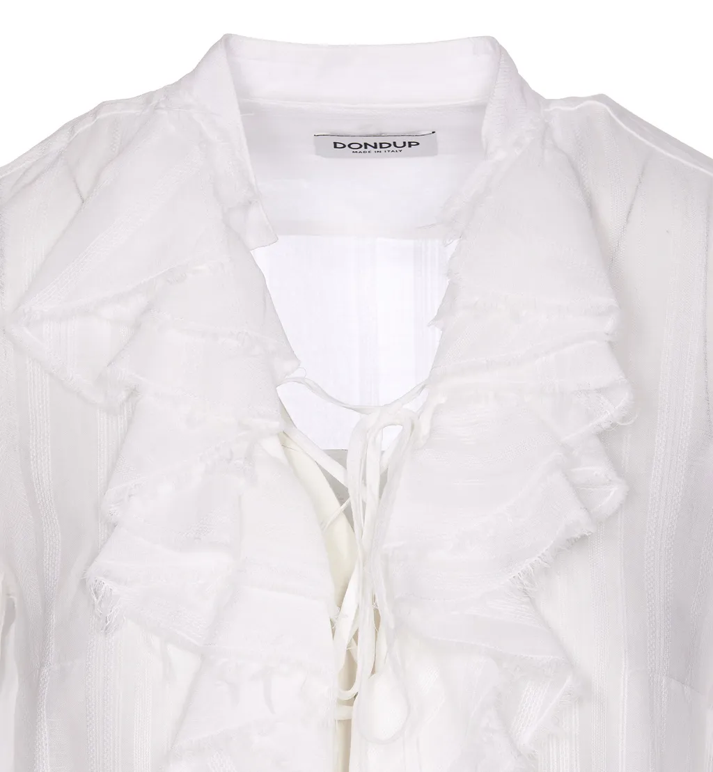 Ruffle-Collar Long-Sleeve Blouse