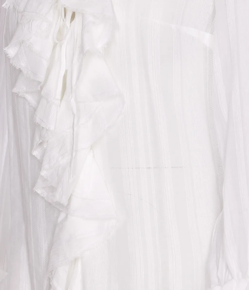 Ruffle-Collar Long-Sleeve Blouse