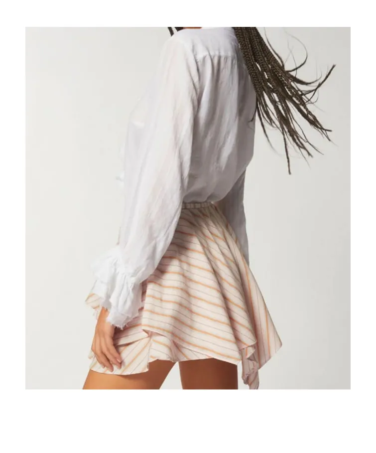 Ruffle-Collar Long-Sleeve Blouse