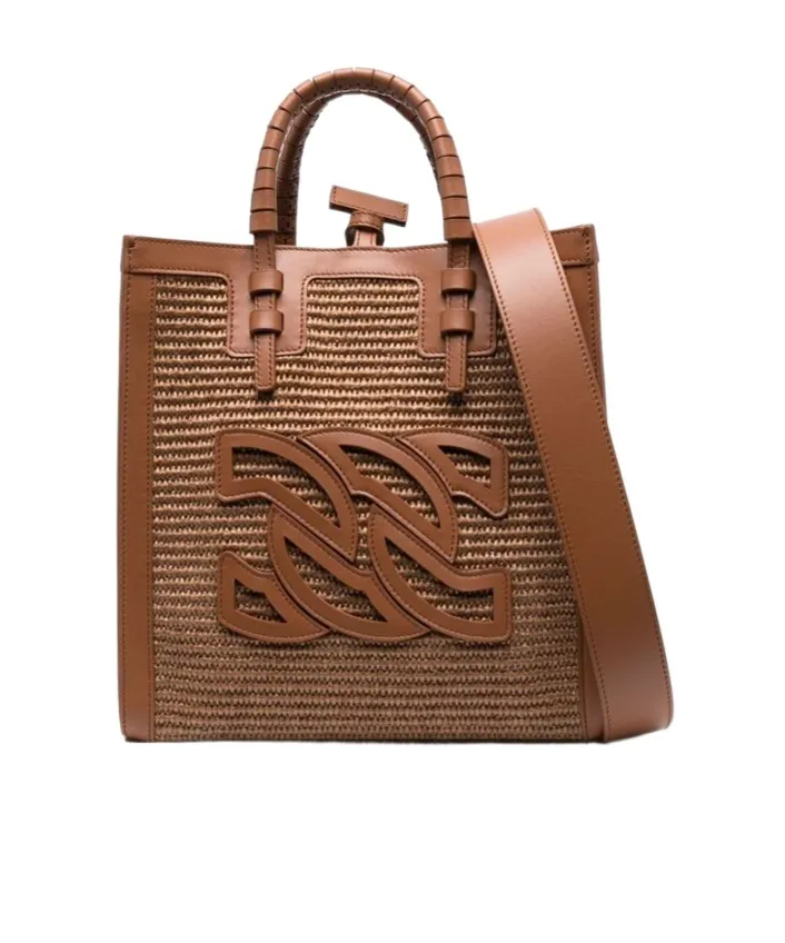 Casadei Baurivage Woven Top Handle Bag