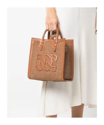 Casadei Baurivage Woven Top Handle Bag
