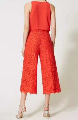 Twinset Macramé Lace Wide Leg Trousers