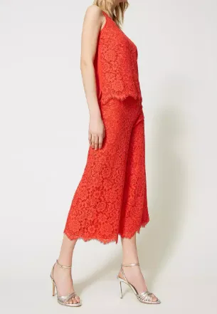 Twinset Macramé Lace Wide Leg Trousers