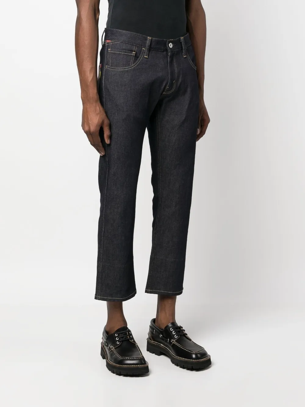 Graphic Print Denim Trousers