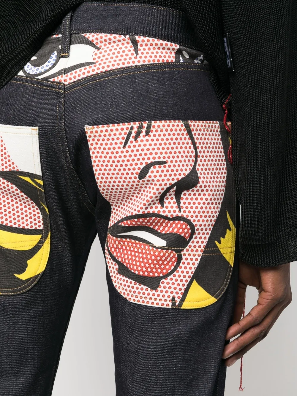 Graphic Print Denim Trousers