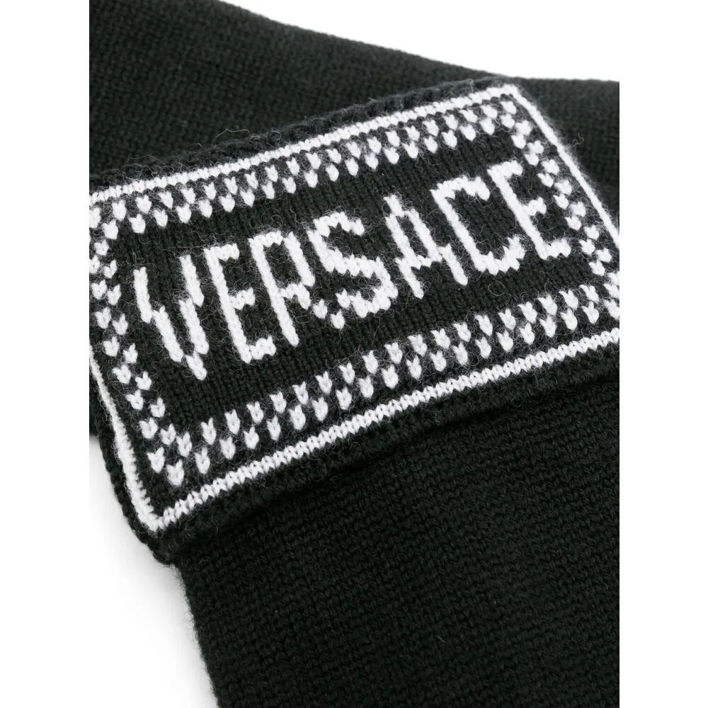 Intarsia-Logo Virgin-Wool Gloves