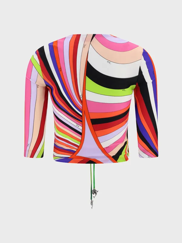 Wave-Print Cropped Top
