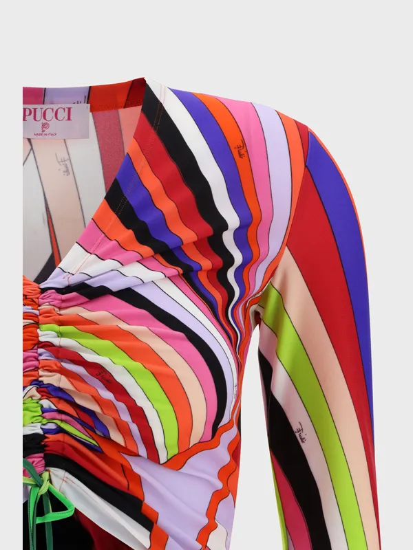 Wave-Print Cropped Top