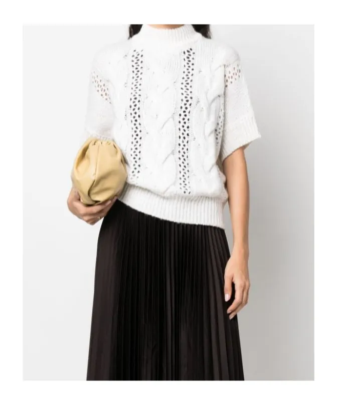 Open-Knit Short-Sleeve Jumper