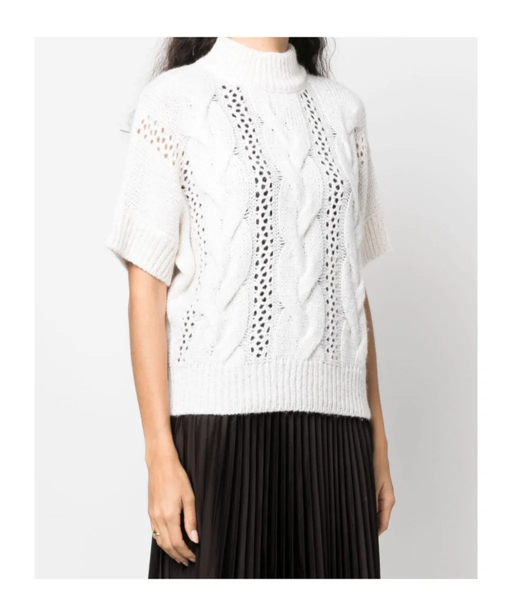 Open-Knit Short-Sleeve Jumper