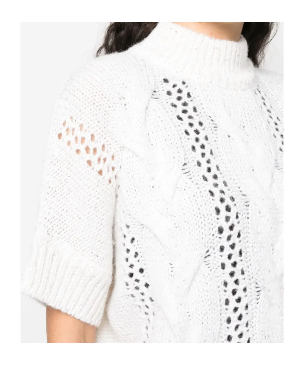 Open-Knit Short-Sleeve Jumper