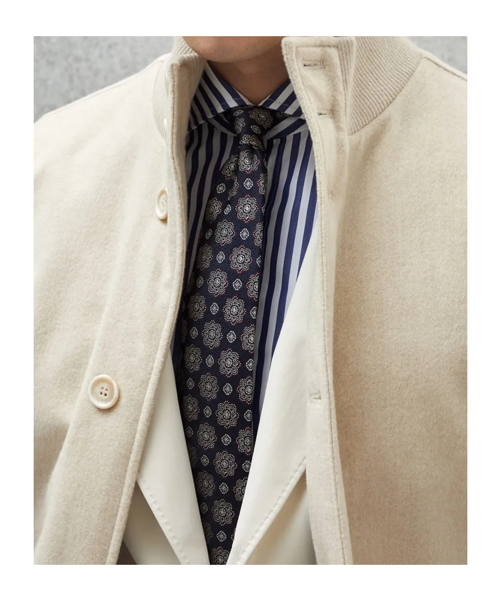 Floral-Embroidered Silk Tie