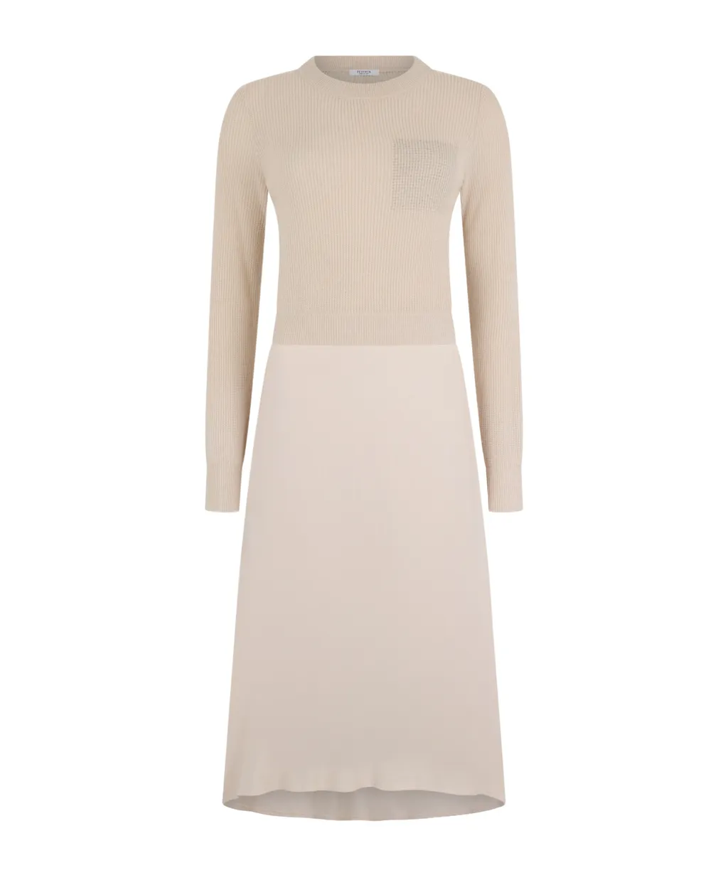 Contrasting-Stitch Knitted Midi Dress