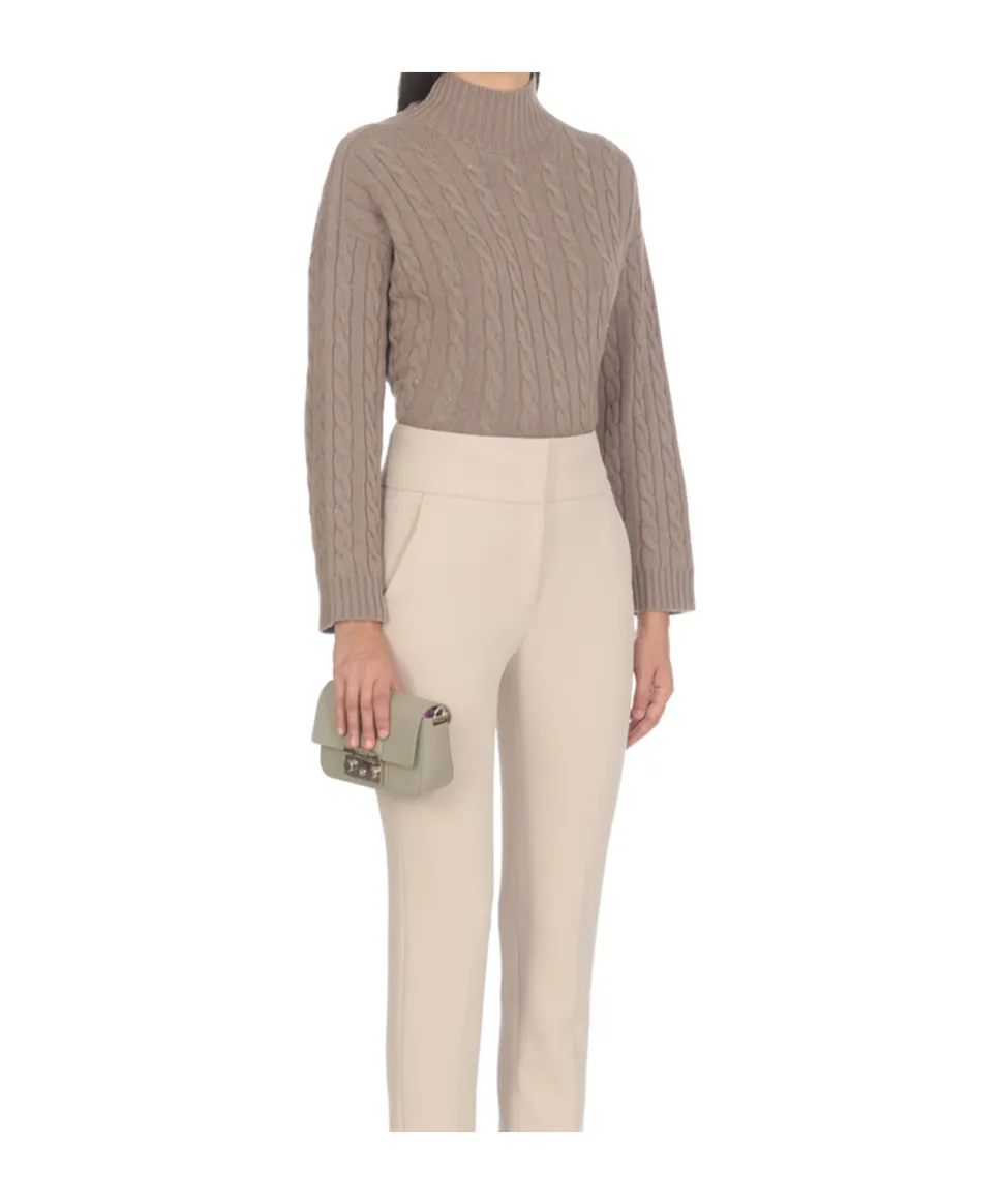 High-Collar Ribbed Sweater