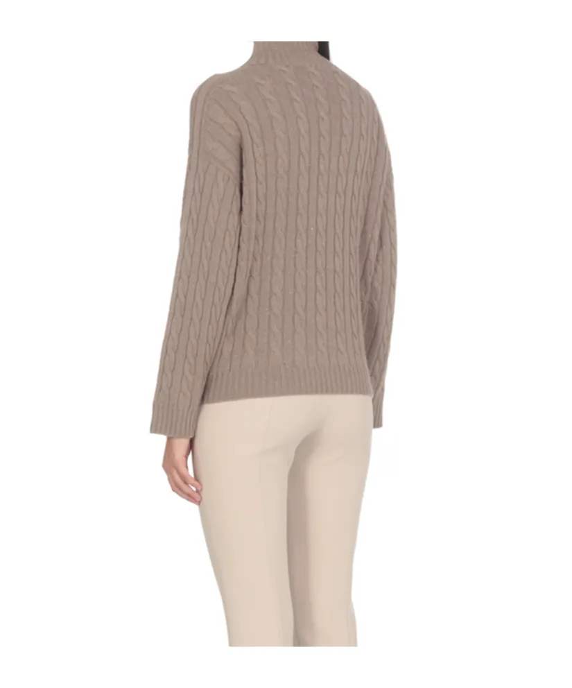 High-Collar Ribbed Sweater