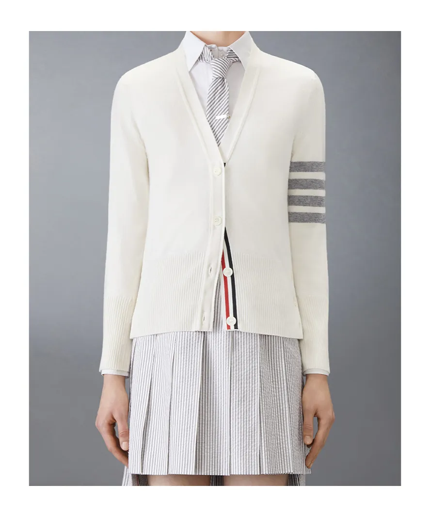 Classic Cashmere 4-Bar V-Neck Cardigan