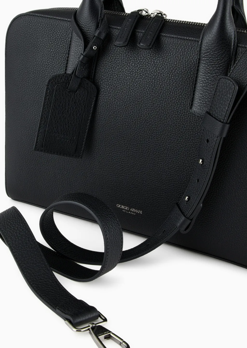 Logo-Stamp Leather Laptop Bag