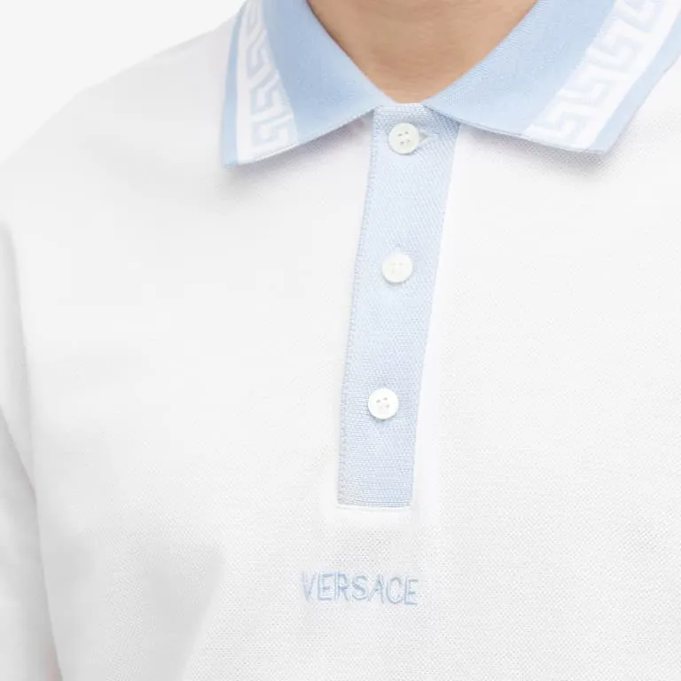 Versace Logo-Embroidered Short-Sleeved Polo Shirt